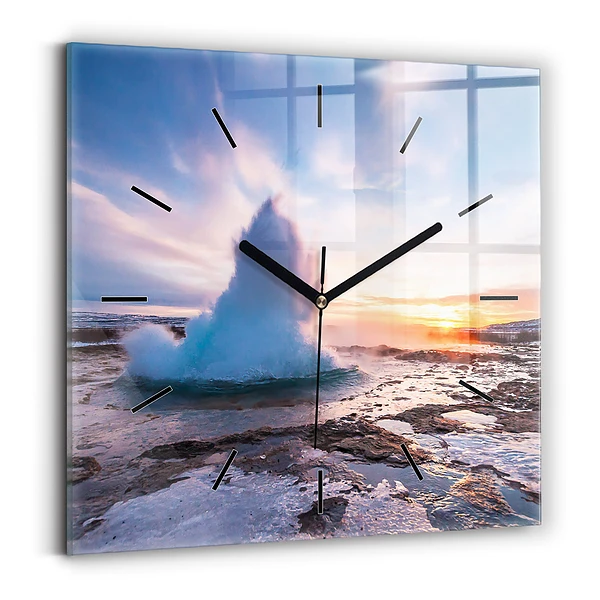 Wanduhr quadratisch mit motiv Geysir auf der Insel Island