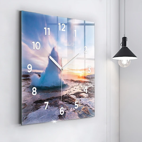 Wanduhr quadratisch mit motiv Geysir auf der Insel Island