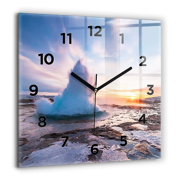Wanduhr quadratisch mit motiv Geysir auf der Insel Island
