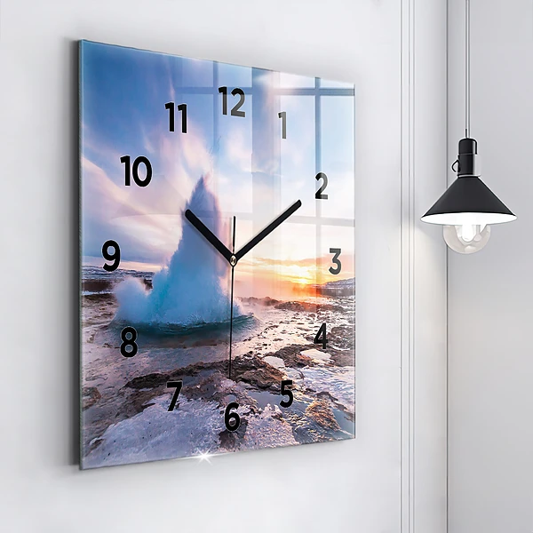 Wanduhr quadratisch mit motiv Geysir auf der Insel Island
