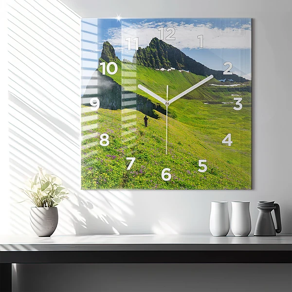 Wanduhr quadratisch mit motiv Hornstrandir Naturreservat Island