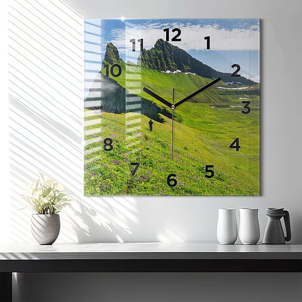 Wanduhr quadratisch mit motiv Hornstrandir Naturreservat Island