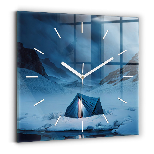 Wanduhr quadratisch mit motiv Zelt in den Bergen von Island