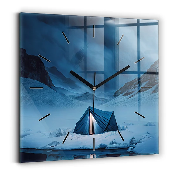 Wanduhr quadratisch mit motiv Zelt in den Bergen von Island