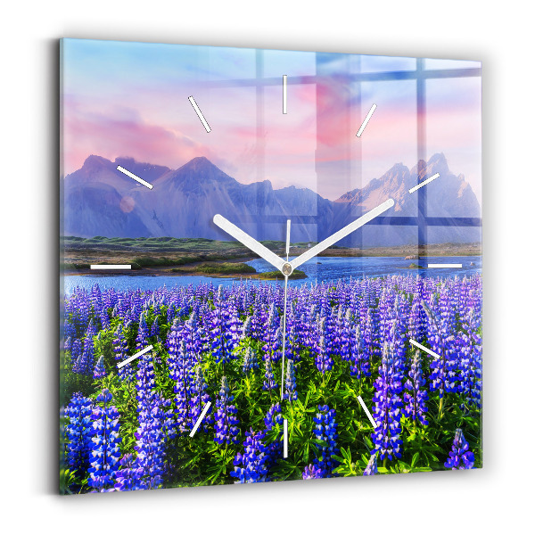 Wanduhr quadratisch Bergblick Island