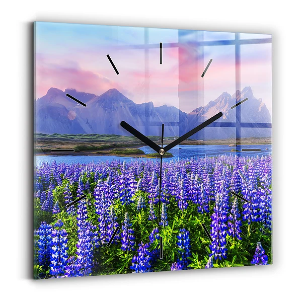 Wanduhr quadratisch Bergblick Island
