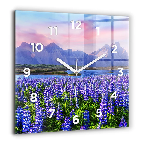 Wanduhr quadratisch Bergblick Island