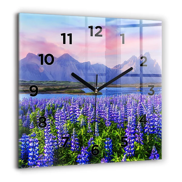 Wanduhr quadratisch Bergblick Island