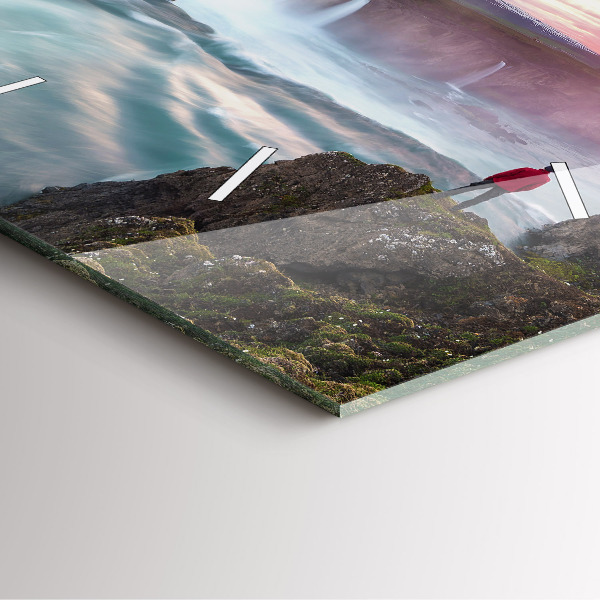 Wanduhr quadratisch mit motiv Landschaft mit Wasserfall