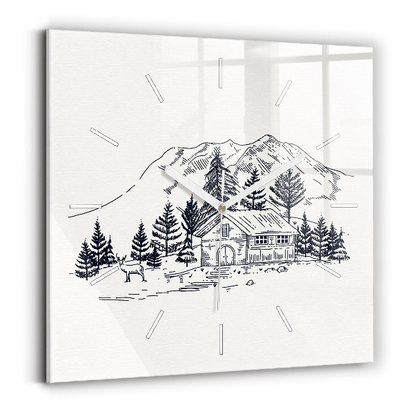 Wanduhr quadratisch mit motiv Cartoon-Stadt