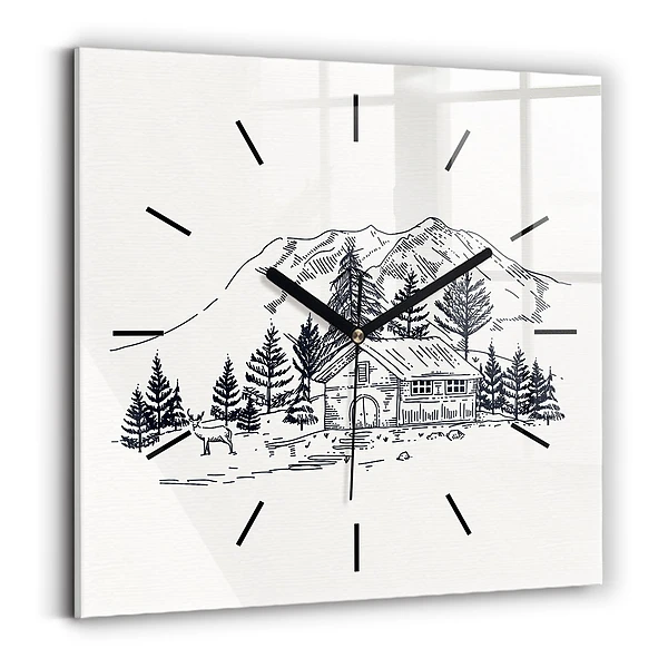 Wanduhr quadratisch mit motiv Cartoon-Stadt