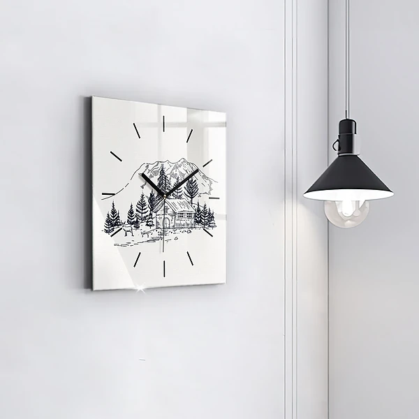 Wanduhr quadratisch mit motiv Cartoon-Stadt
