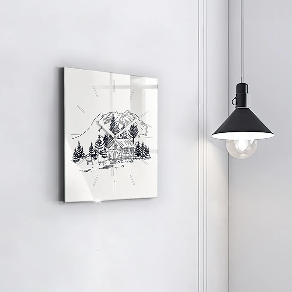 Wanduhr quadratisch mit motiv Cartoon-Stadt