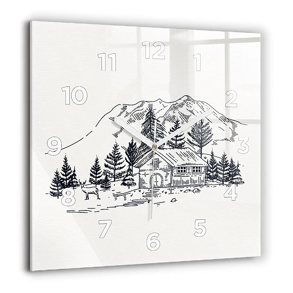 Wanduhr quadratisch mit motiv Cartoon-Stadt