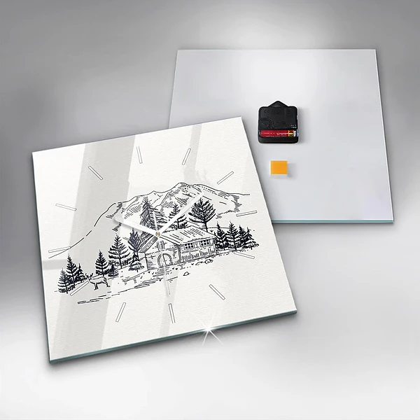 Wanduhr quadratisch mit motiv Cartoon-Stadt