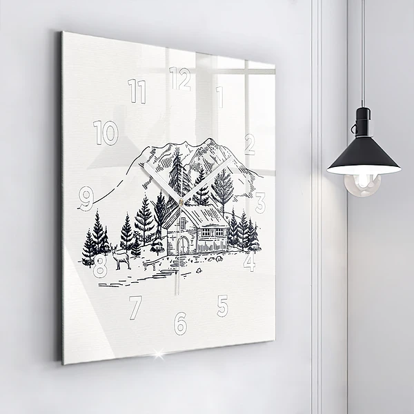 Wanduhr quadratisch mit motiv Cartoon-Stadt