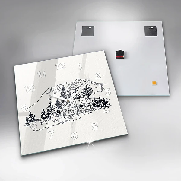 Wanduhr quadratisch mit motiv Cartoon-Stadt