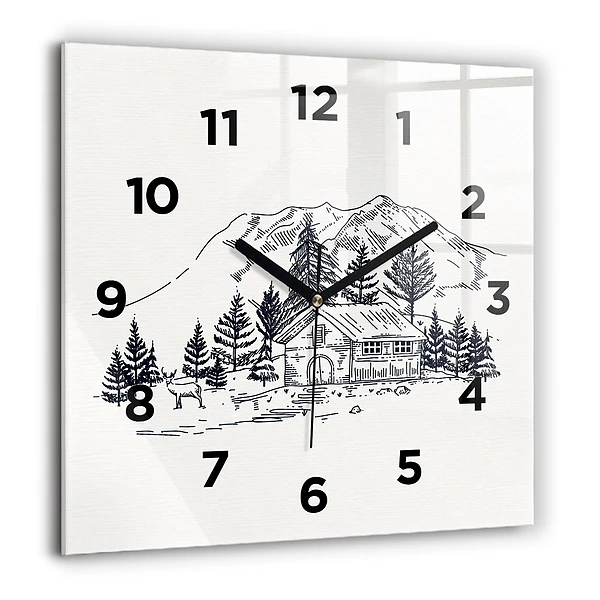 Wanduhr quadratisch mit motiv Cartoon-Stadt