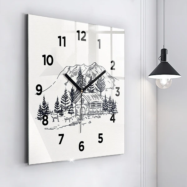 Wanduhr quadratisch mit motiv Cartoon-Stadt