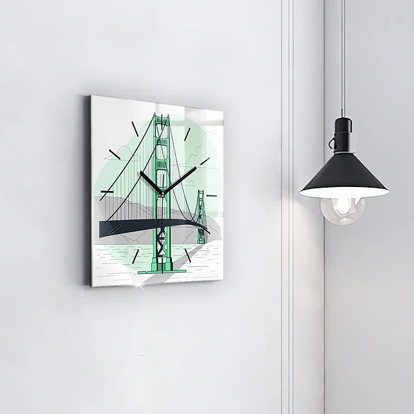 Wanduhr quadratisch mit motiv Grüne Brücke