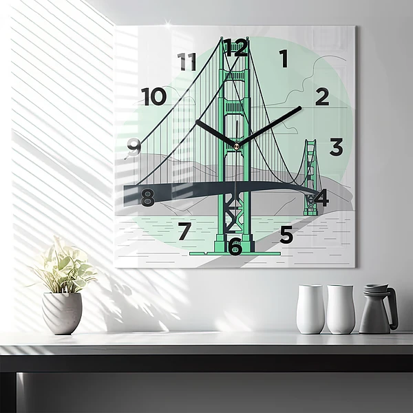 Wanduhr quadratisch mit motiv Grüne Brücke