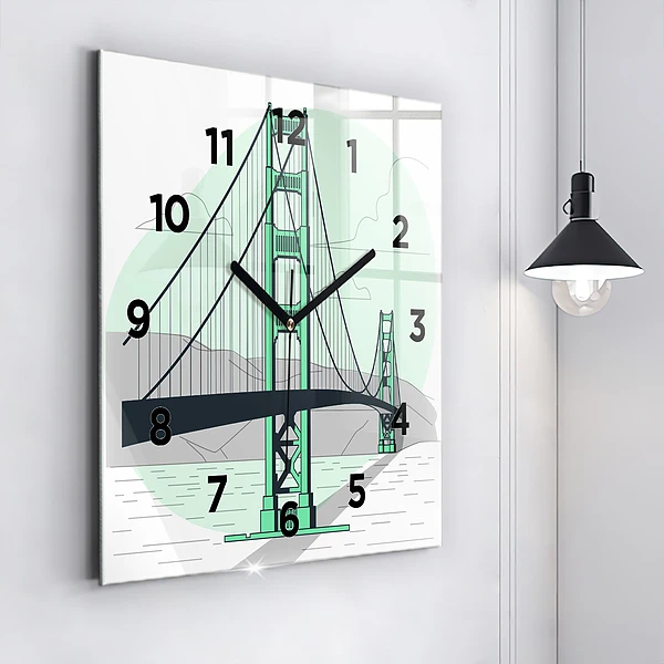 Wanduhr quadratisch mit motiv Grüne Brücke