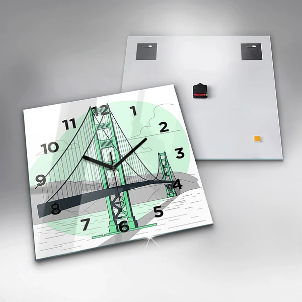 Wanduhr quadratisch mit motiv Grüne Brücke