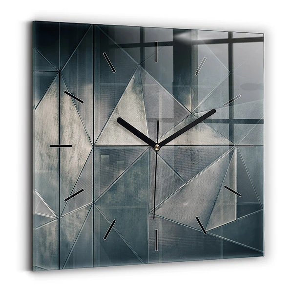 Wanduhr quadratisch Metall abstrakte Dreiecke