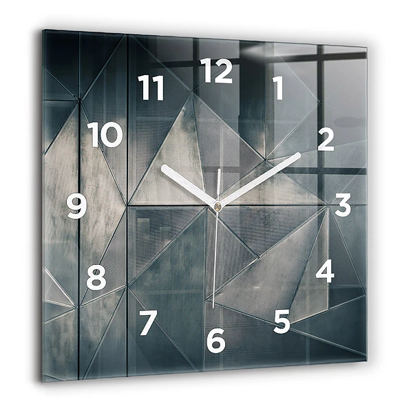 Wanduhr quadratisch Metall abstrakte Dreiecke