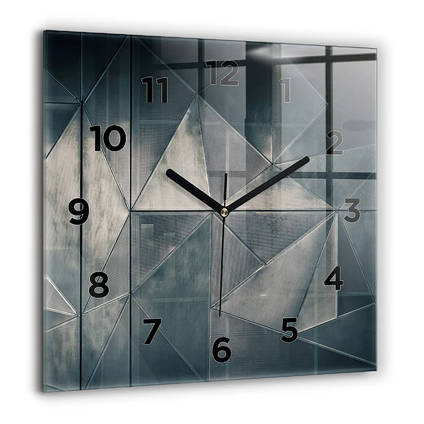 Wanduhr quadratisch Metall abstrakte Dreiecke