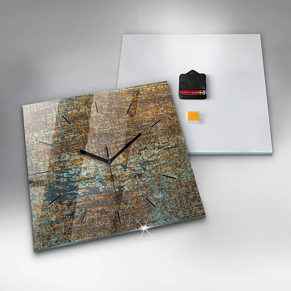 Wanduhr quadratisch mit motiv Textur von altem Metall