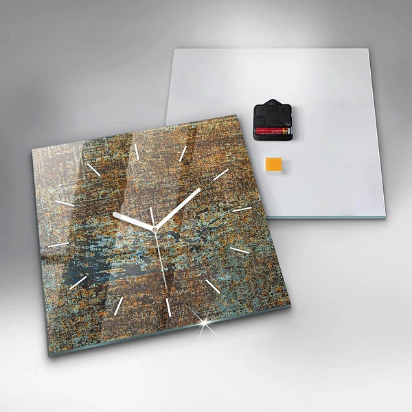 Wanduhr quadratisch mit motiv Textur von altem Metall
