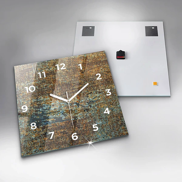 Wanduhr quadratisch mit motiv Textur von altem Metall