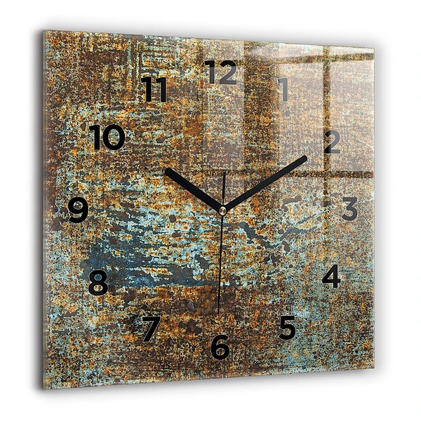Wanduhr quadratisch mit motiv Textur von altem Metall