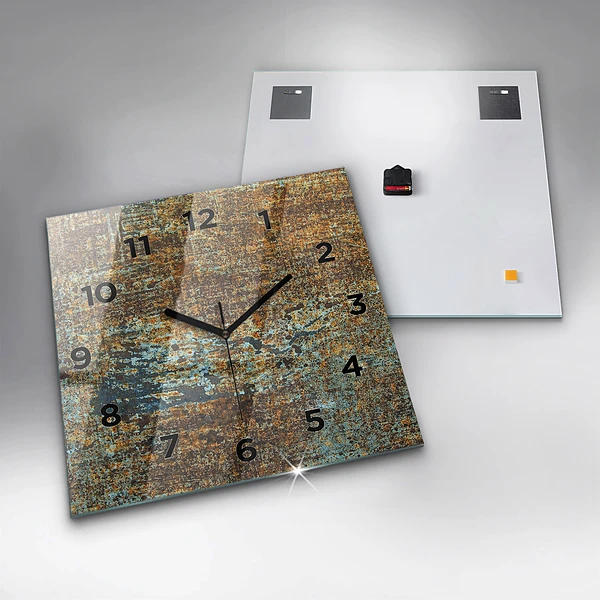 Wanduhr quadratisch mit motiv Textur von altem Metall