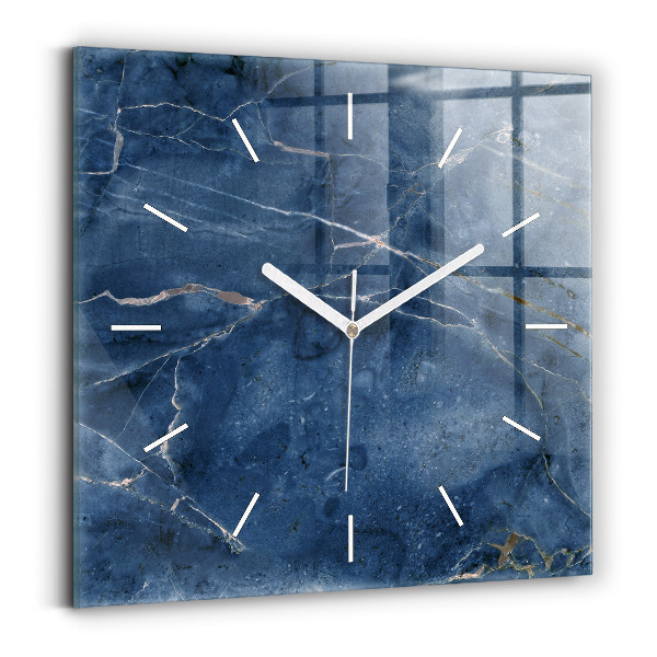 Wanduhr quadratisch Textur Blauer Marmor