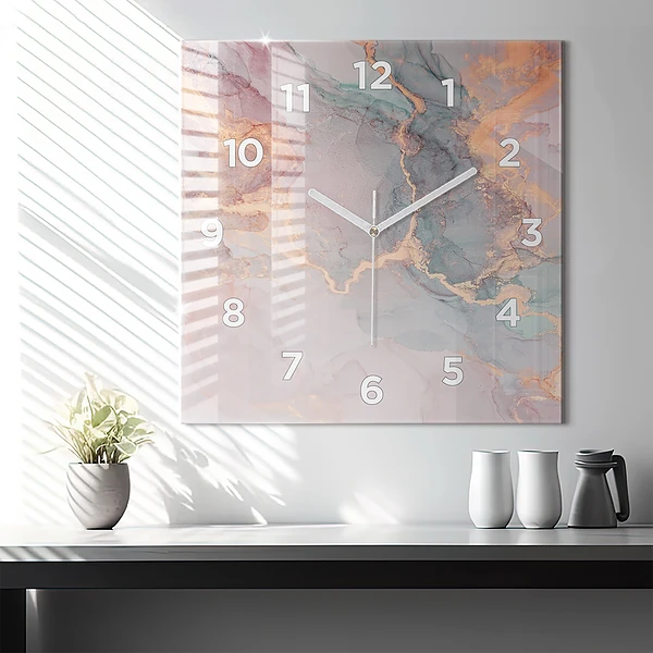 Wanduhr quadratisch mit motiv Marmor Textur