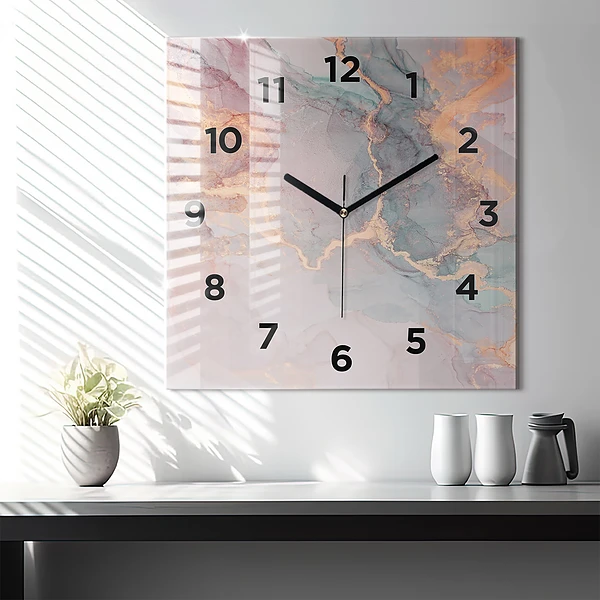 Wanduhr quadratisch mit motiv Marmor Textur