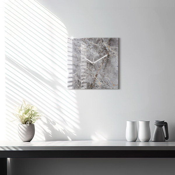 Wanduhr quadratisch Grauer Granit-Marmor-Stein