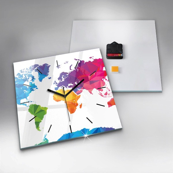 Wanduhr quadratisch Abstrakte Weltkarte