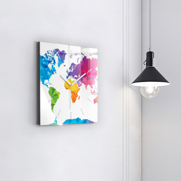Wanduhr quadratisch Abstrakte Weltkarte