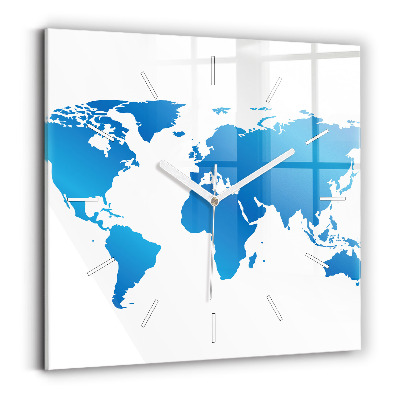 Wanduhr quadratisch Weltkarte