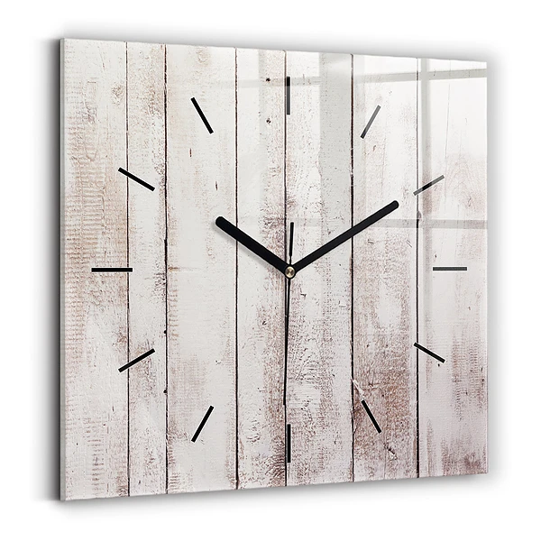 Wanduhr modern quadratisch Helle Holzbretter