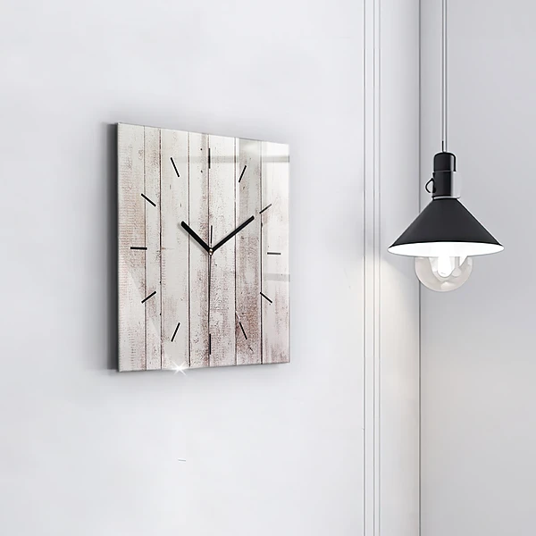 Wanduhr modern quadratisch Helle Holzbretter