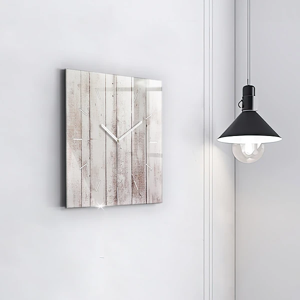 Wanduhr modern quadratisch Helle Holzbretter
