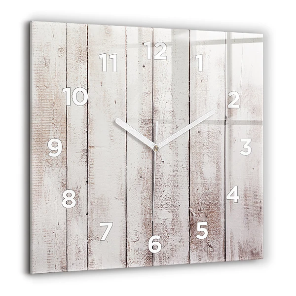 Wanduhr modern quadratisch Helle Holzbretter