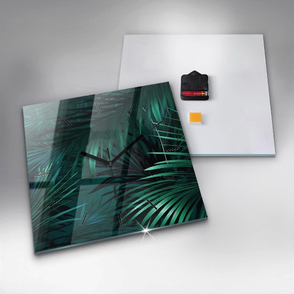 Wanduhr quadratisch Tropische Blätter
