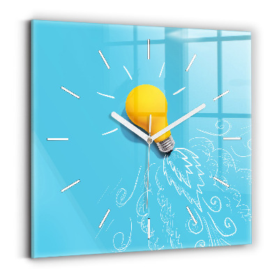 Wanduhr quadratisch mit motiv Glühbirne Zeichnung