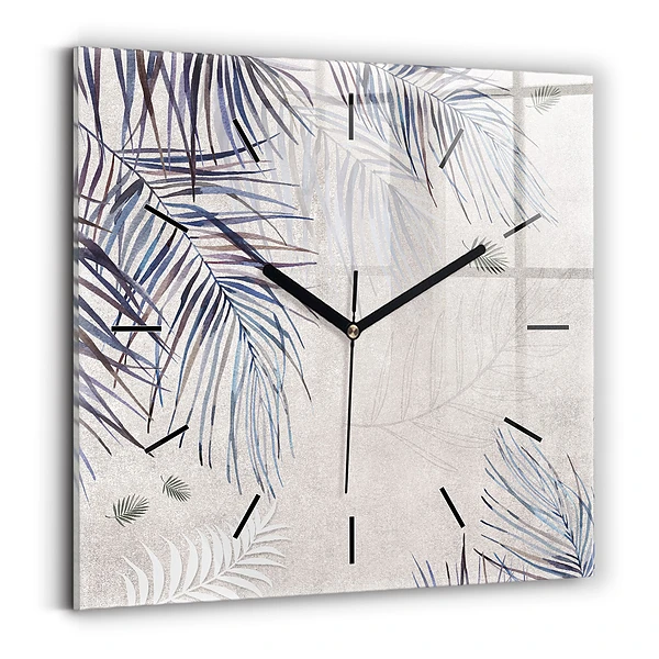 Wanduhr modern quadratisch Palmenblatt