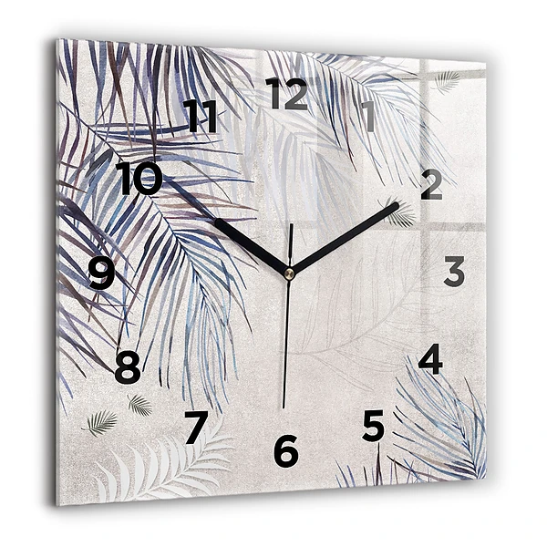 Wanduhr modern quadratisch Palmenblatt